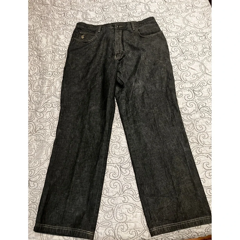 Rocawear All American Denim Carpenter Jeans Mens 40x32 Black Baggy Y2K‎ Hip Hop
